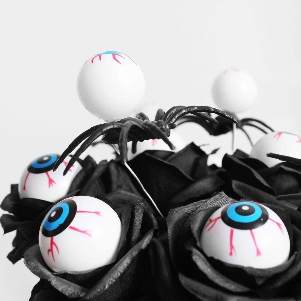 10PCS Exquisite Funny Halloween Eyeball Rose Scary Party Decor Eyeball Fake Flower Simulation Artificial Rose Flower Home Decor