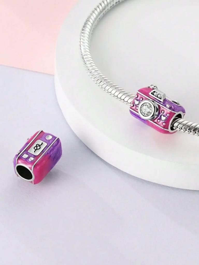 Charms Plata Copper Colors Pink Camera Blue Suitcase Beads Charm Pendant For Original Bracelet For Women Diy Jewelry Love Gift