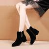 Round head matte short boots thick heel short boots autumn and winter velvet Martin boots short high heels