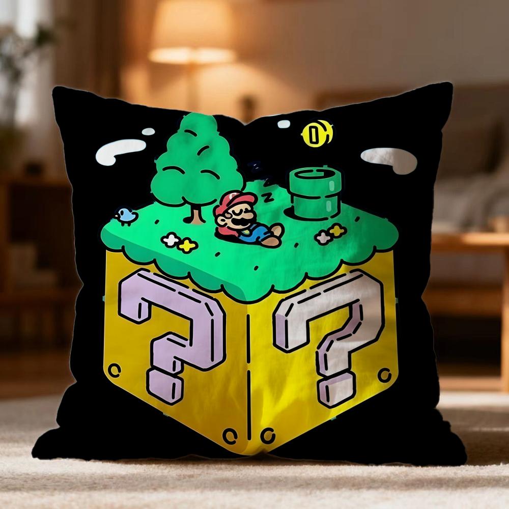 Ssuper Cute Style Marios Cushion Cover Soft Washable Pillow Case Multi-Scene For Couch Bed Travel Office Use