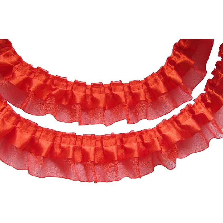 YYCRAFT Pack of 5y Two Tone Satin Organza Lace Edge Trim 1.5" Wedding Ribbon Sewing (Royal)