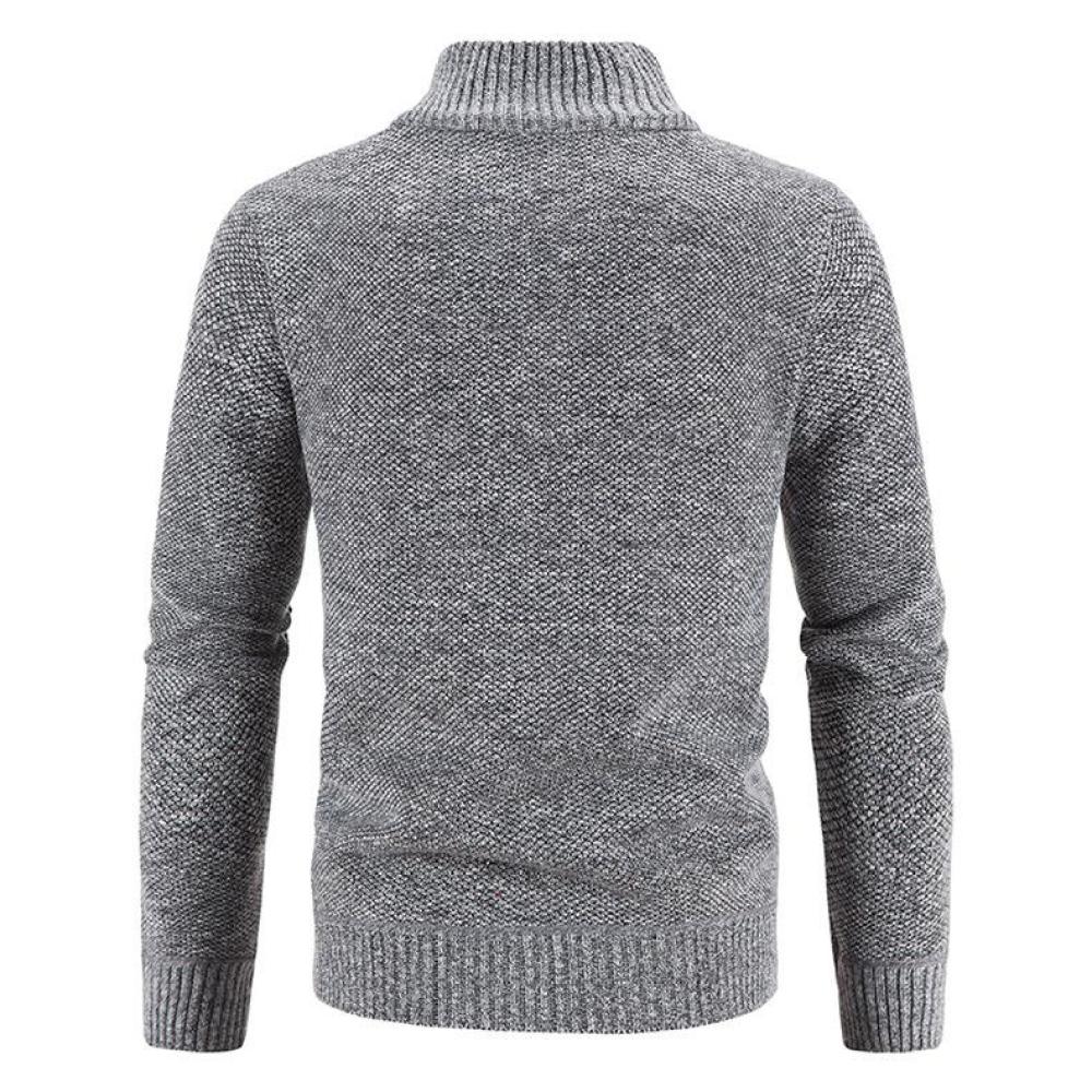 Jeseň a zima pánske plus zamatový hrubý stojačik sveter sveter teplý sveter kabát na zips cardigan pánsky trend