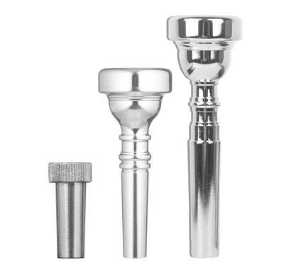 KGU Music's Trumpet Adapter for Flugelhorn Mouthpieces (T.A.F., TAF), a Mouthpiece Adapter for Flugelhorn Sound, and a Deep Cup Mouthpiece Adapter for