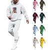 Men's Solid Color Flag Print Hooded Universal Versatile Hooded Sweatshirt Sweatpants Casual Sports Suit