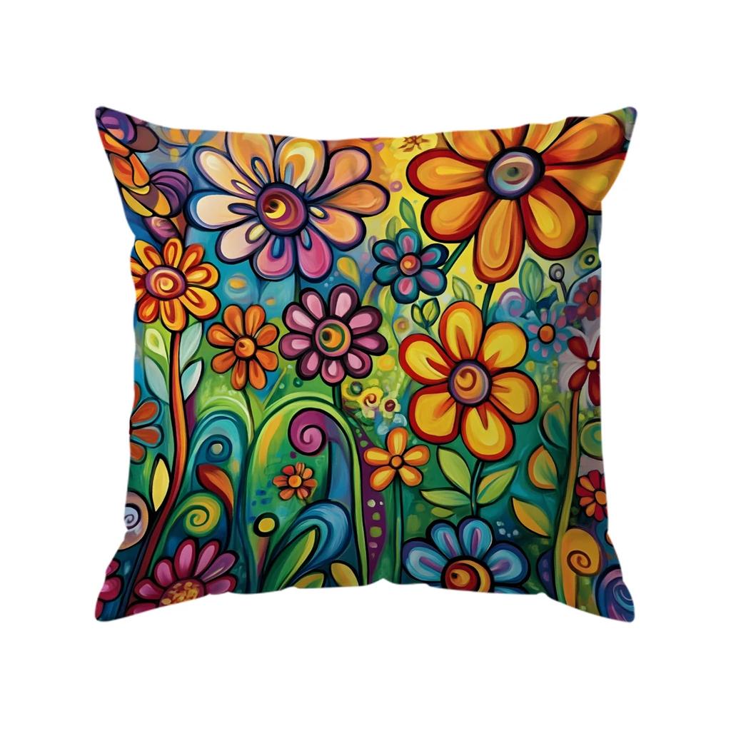 Abstract Flowers Pillowcase Cushions 100% Polyester 45X45Cm Throw Pillow Cover Sofa Chair Cushion Cover Pillowslip Home Decor