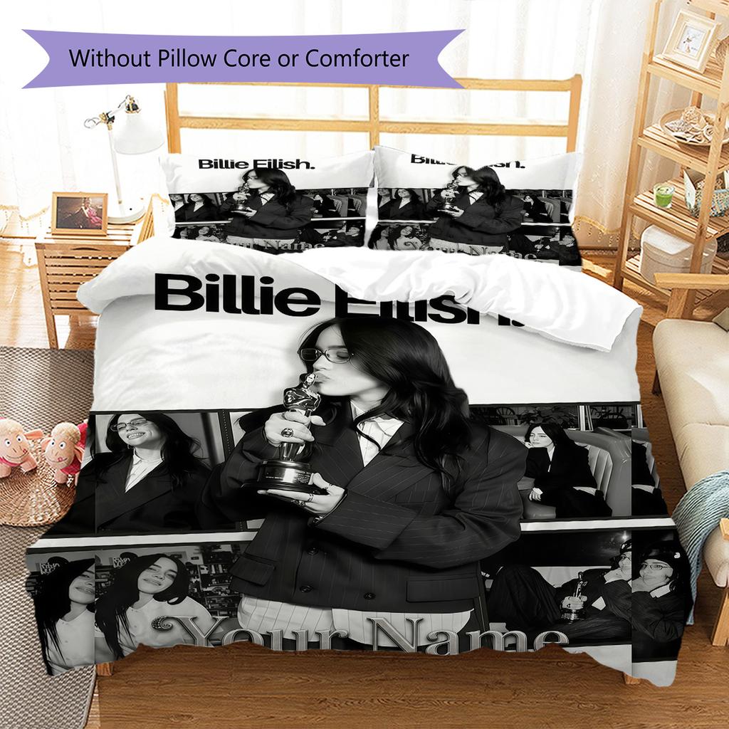 Op Maat Naam Billie Eilish Beddengoed, Dekbedset Dekbedovertrek Kussensloop Huis Verjaardagscadeau(1 dekbedovertrek + 2 kussenslopen, zonder binnenkussen) -HE33