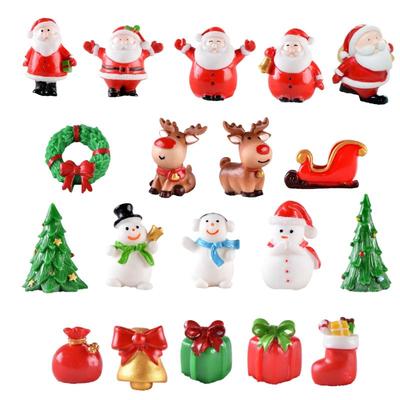 19 Parça Yılbaşı Minyatür Figür Süs Seti: Çizmeler, Çelenk, Noel Baba, Zil ve Kardan Adam. Saksı Bitkileri, Bahçecilik için Reçine El Sanatları Malzemeleri,