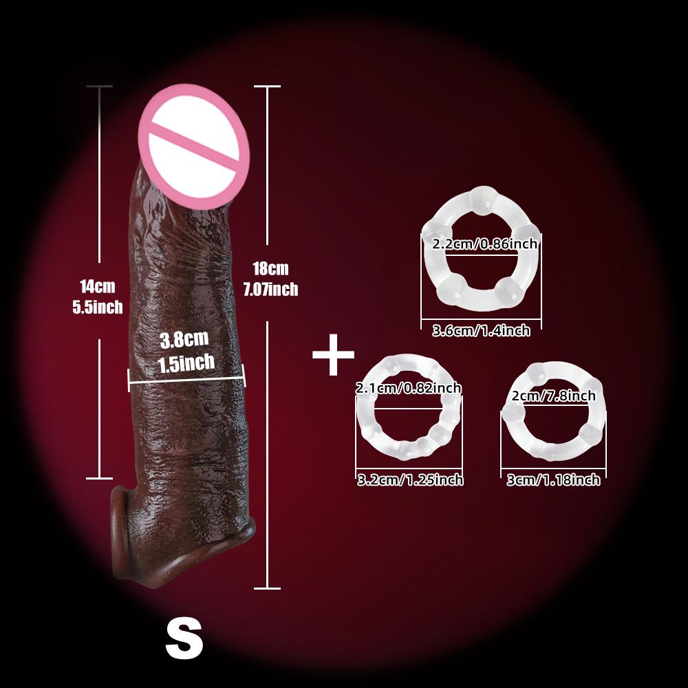Anello Realistico per Pene Gallo Reutilizzabile Manicotto Dildo Allargatore Addensante Impermeabile Giocattoli Sessuali per Coppie Maschili Giocattoli Sessuali per Adulti 18+
