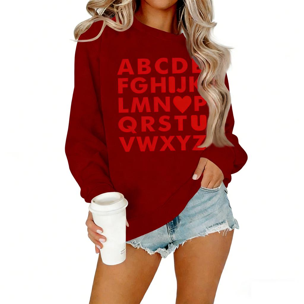 Ladies' Casual Women's Printed Round Neck Pullover Hoodie