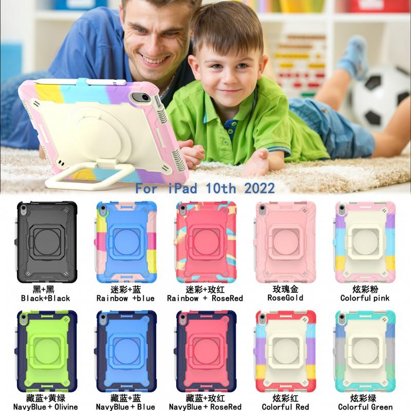 IPad 10th Gen 10.9 Case 10.2 Mini6 Rotating Stand Strap Hard PC Cover Shockproof Anti-fall Protector