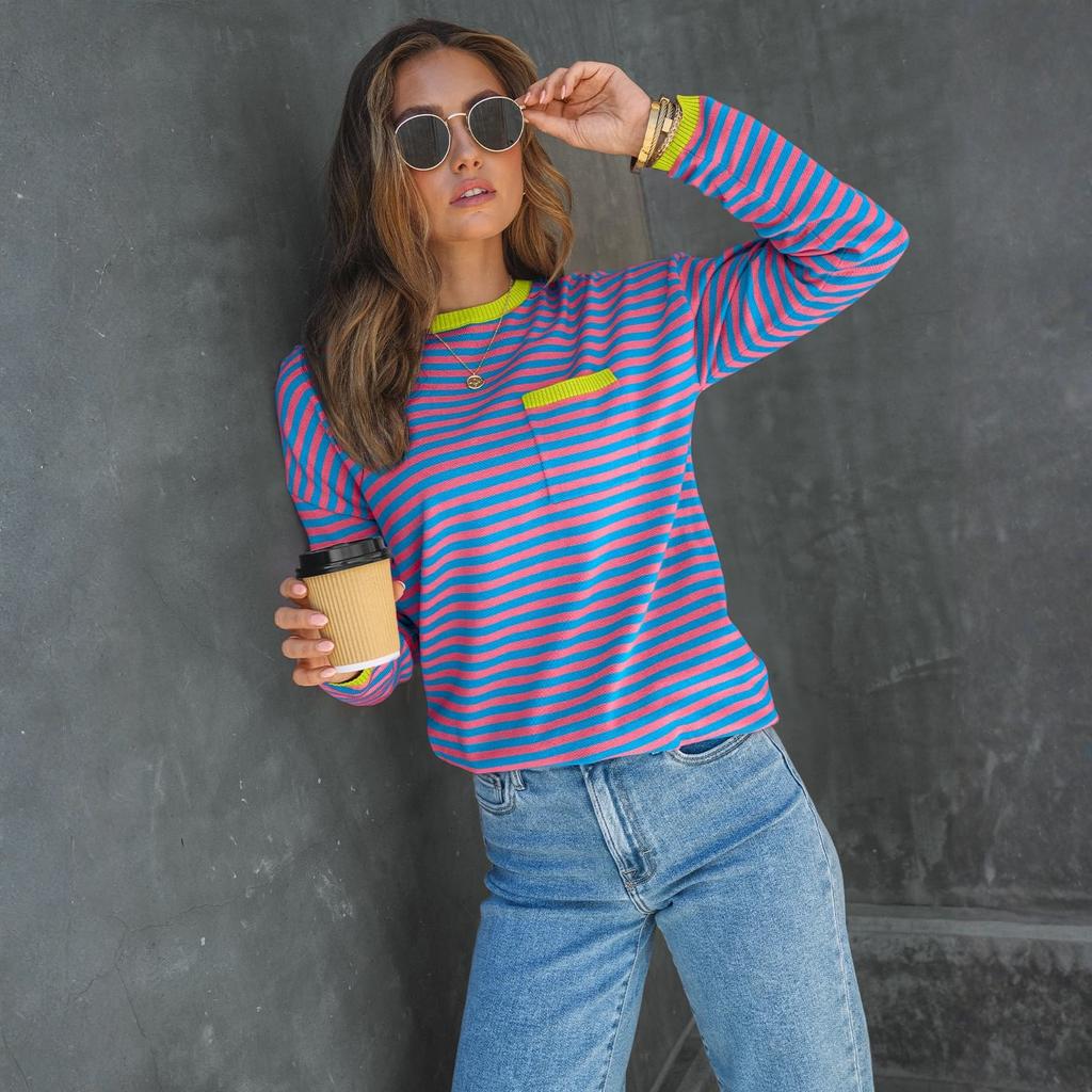 Women's Striped Fashion Long-sleeved Top