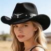 Hot-selling Retro Jazz Hat, British Temperament Versatile Cow Head Decorative Curved Top Hat Men and Women