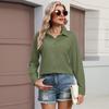 Camisa casual de manga larga para mujer con bolsillos