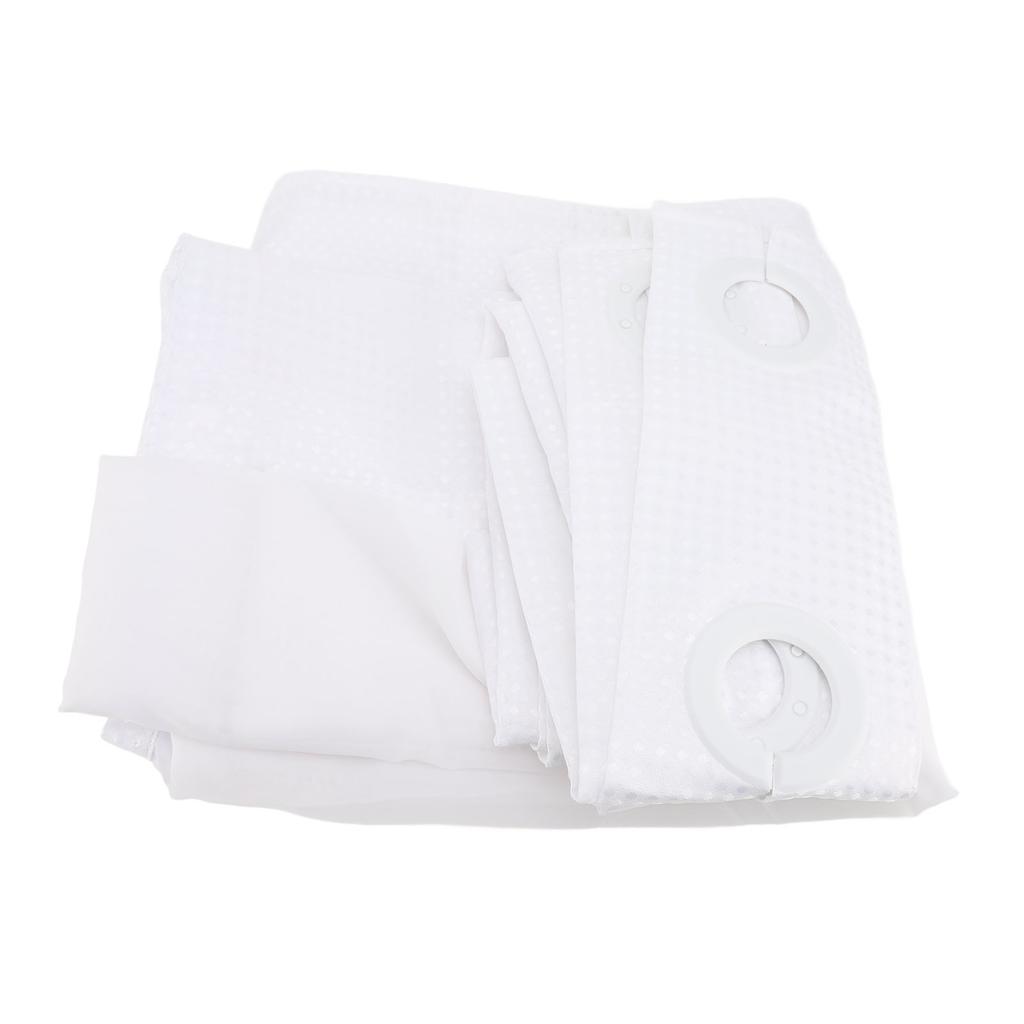 Waffle Shower Curtain with Snap In Liner Hotel Style Bath Curtain Mesh Top Window Water Resistant