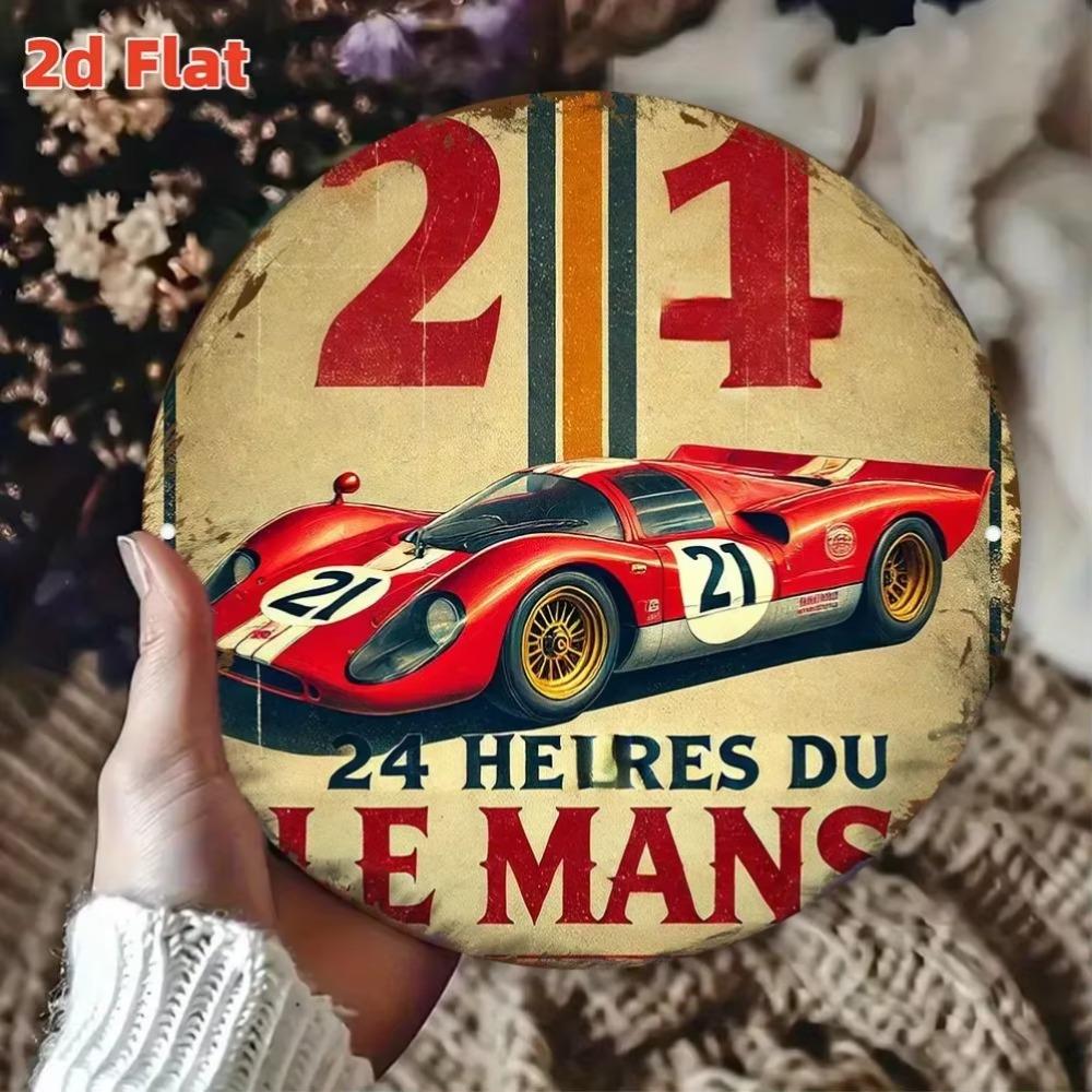 

Metal Wall Art Le Mans 24 Hours Racing Car Decor Endurance Legend Gift Home Office Decor 40x30cm білий