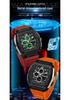 Sanda Men's Sports Barrel-Shaped Luminous Countdown Watch with Triple Time Zone and Dual Display, Waterproof Design.