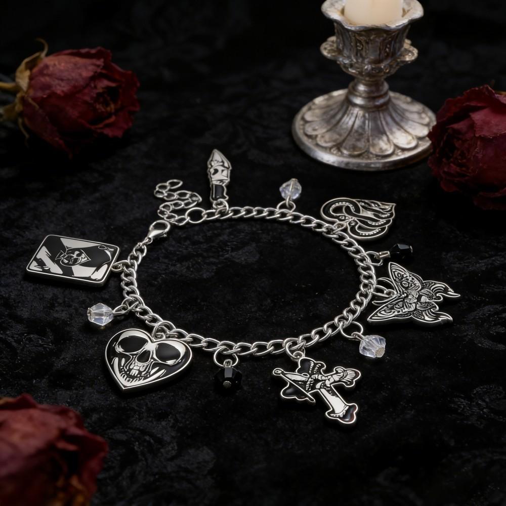 Goth Skull Hand Chain With Cartoon Style Alloy Drop Jewelry For Men Women Gift Item