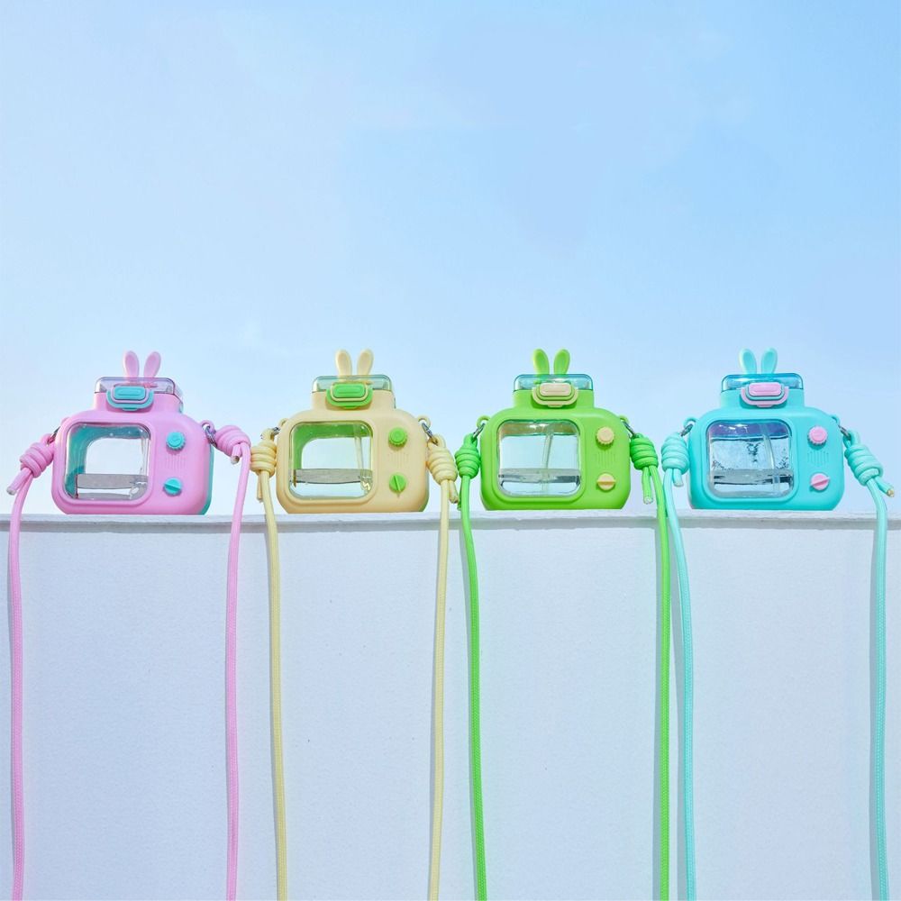 Portable Rabbit TV Water Bottle 600ml Sports Water Kettle Cartoon Straw Water Cup  Home Decor
