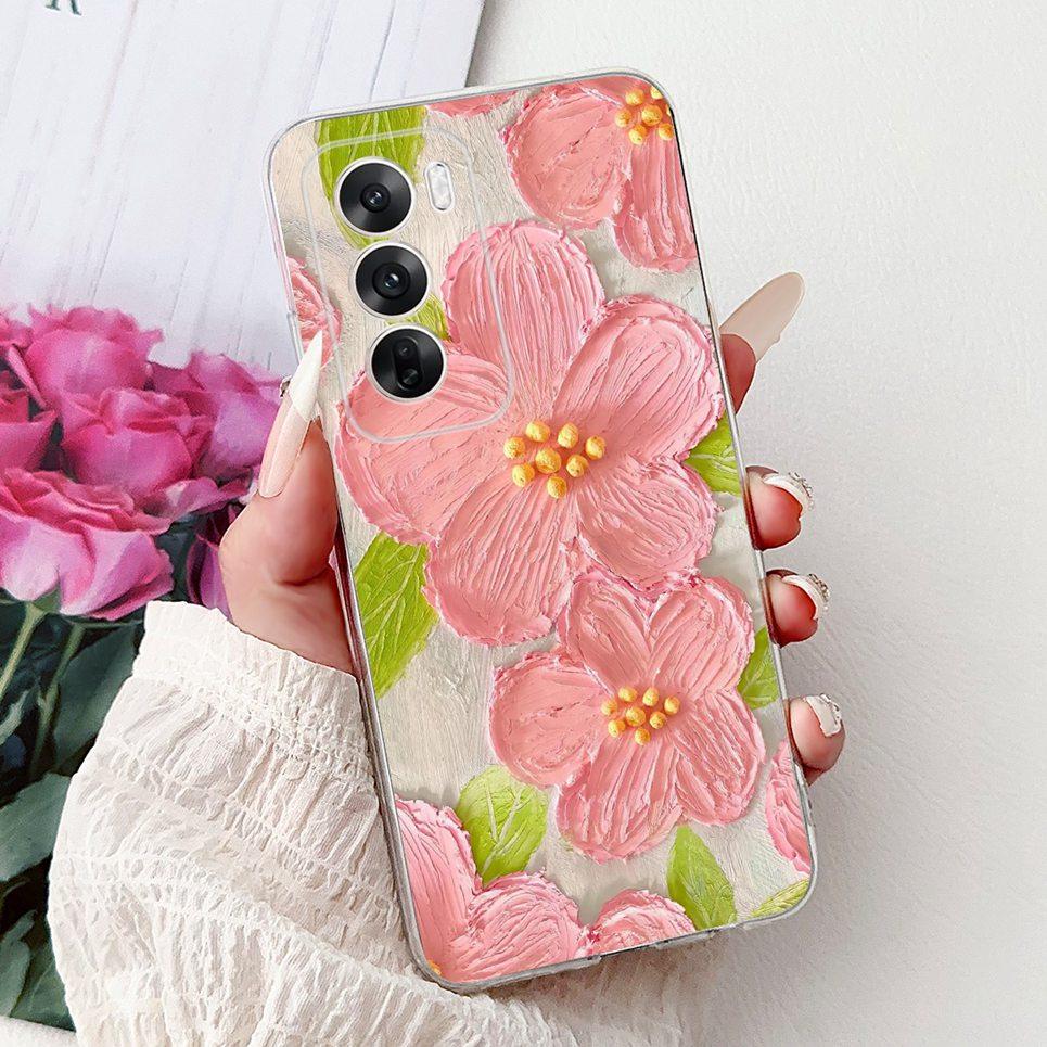 For Cover Oppo Reno12 Pro CPH2629 / Reno 12 5G CPH2625 Phone Case Colorful Flower Butterfly Lxuru Women Fashion Soft Siliocne