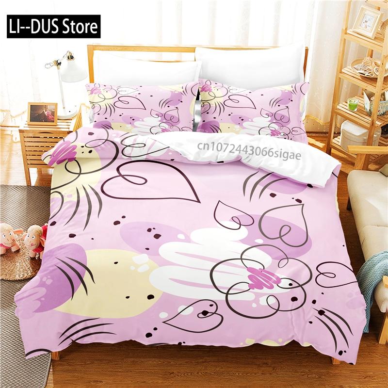 

Comforter Pink Bedding Set 3D Bedding Digital Printing Queen Size Bedding Set Fashion Design Comforter (quilt)-EU Single(135*200cm)3pcs