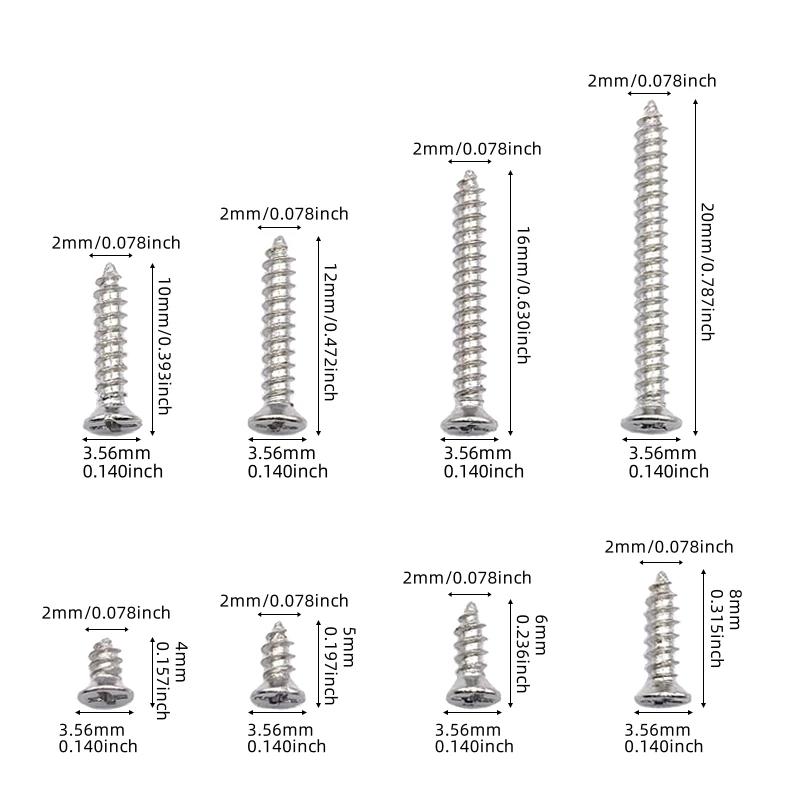 400/800 Self-tapping Wood Screws Set, M2 Cross Pan Head Steel Plate Screws, Self-tapping Screws Mixed Set
