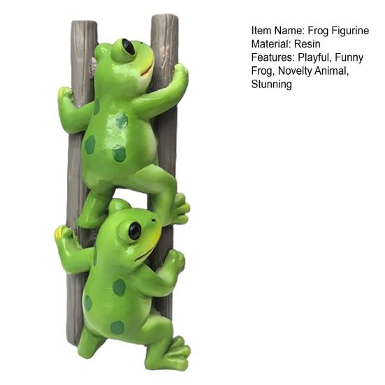 Cute Frog Figurine 2 Funny Ladder Statue Frogs Climbing Waterproof Resin Garden