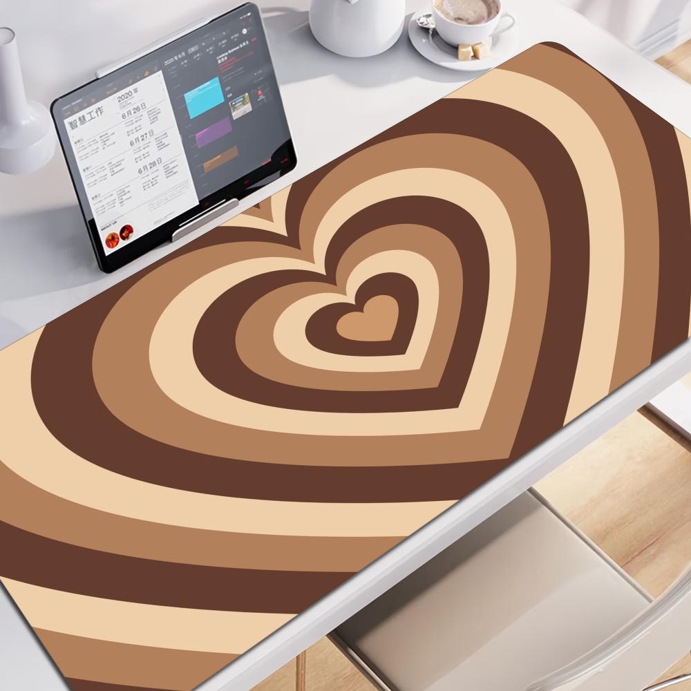 HD Print Large Gaming Mouse Pad XXL Gamer Keyboard Mat Rubber Coffee Love Mousepad Blue NonSlip Desk Mat Cute Girls Carpets
