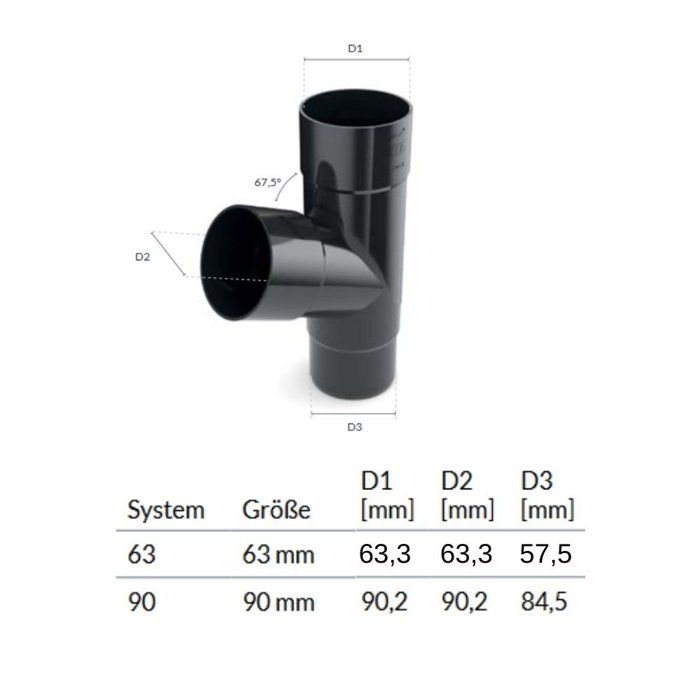 Té Gouttière Marron, Système 63 - Raccord Essentiel