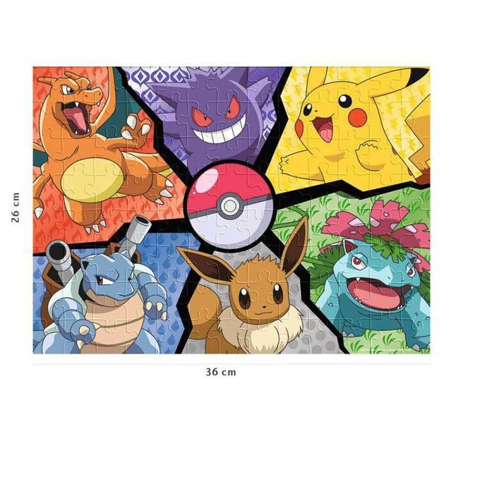 Puzzle 100 pièces : pokémon : pikachu, evoli et compagnie
