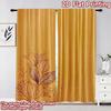 2D flat printing 2pcs Curtain Window Drapes Autumn Leaves on Orange Digital Printed Polyester Drapes Family Party Decoration for