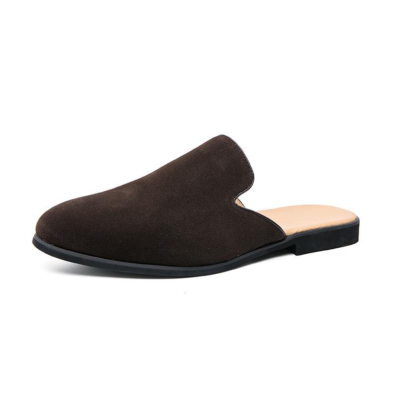 Men s Backless Matte Leather Summer Loafers 41 коричневый