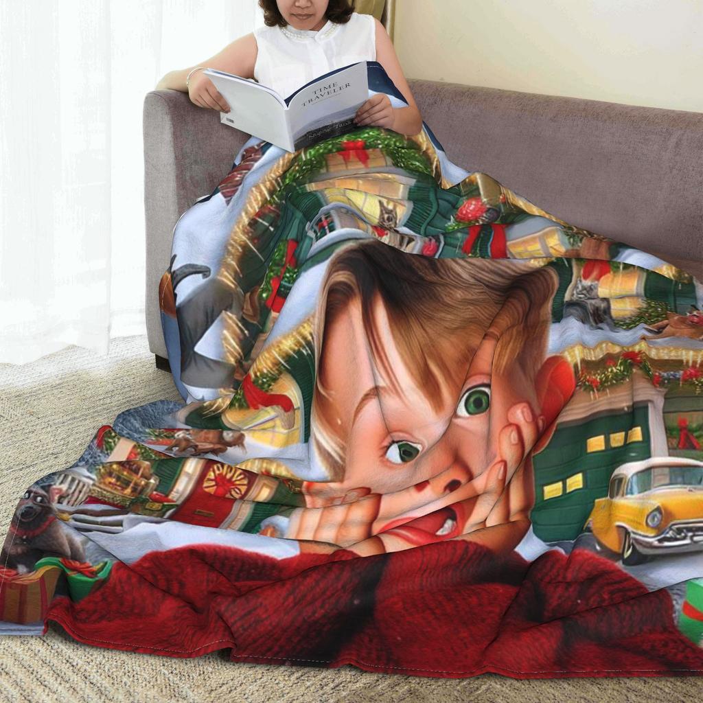 Flannel Throw Blanket Home - Comedy Film Home Alone Funny Warm Plush Blankets Soft Bedding for Bed Living Room Home Travel Couch