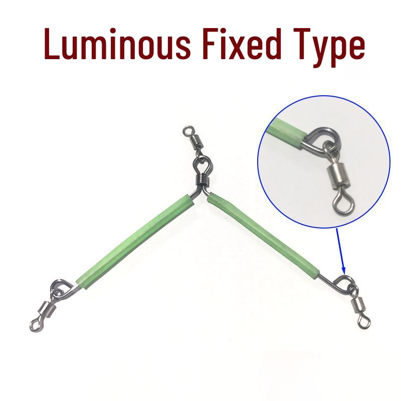 Trippelkrok Y-formad Fiskelina Delare med Lysande Nattljus – Förtjockad Ståltråd Rigg