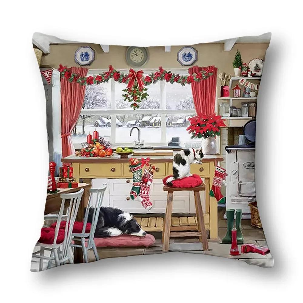 Față de pernă decorativă de Crăciun - Îmbunătățiți decorul casei dumneavoastră cu spirit festiv Decor pentru camera de zi 40x40 45x45 50x50 60x60