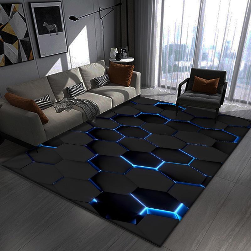 Geometric Visual Rug - Stain-Resistant, Easy-Clean, Water-Absorbing, Non-Slip Mat for Living Room & E-Sports Room.