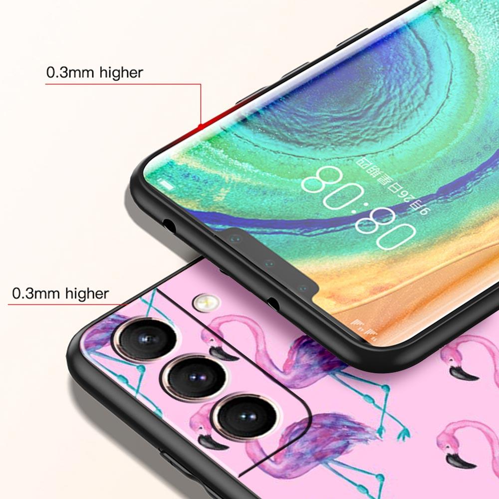 Phone Case For Samsung Galaxy S23 S22 Ultra S20 S21 FE 5G S10 S9 Plus S10E S8 Note 20 Silicone Black Cover Pink Red Flamingo