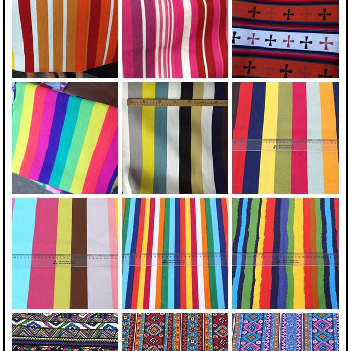 Ethnic Style Rainbow Striped Cotton Canvas Fabric for Curtains, Sofa Covers, Tablecloths