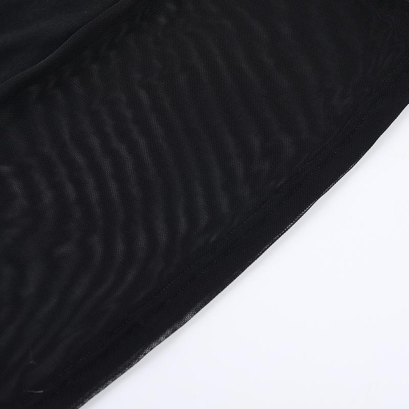 Pure Desire Off Shoulder Elegant Spice Girl Tops Ins Autumn New Sexy Slim Mesh T-shirt Women Fashion Solid Long Sleeved Casual Clothing