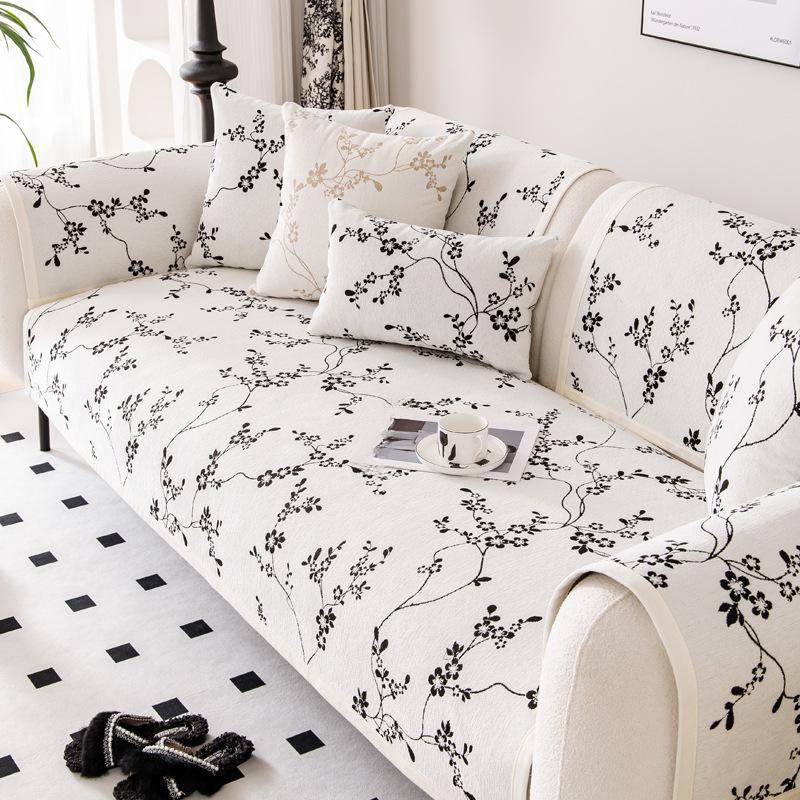 Chenille Sofa Cushion Four Seasons Universal Non-Slip Cushion Light French Cream Style Sofa Cover Cover Cloth