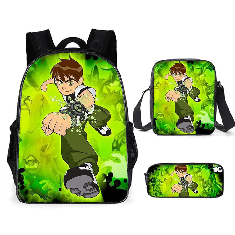 Less Hacker Backpack Ben 10 Student School Bag Anime Cartoon Backpack Lunch Bag Satchel Pencil Case