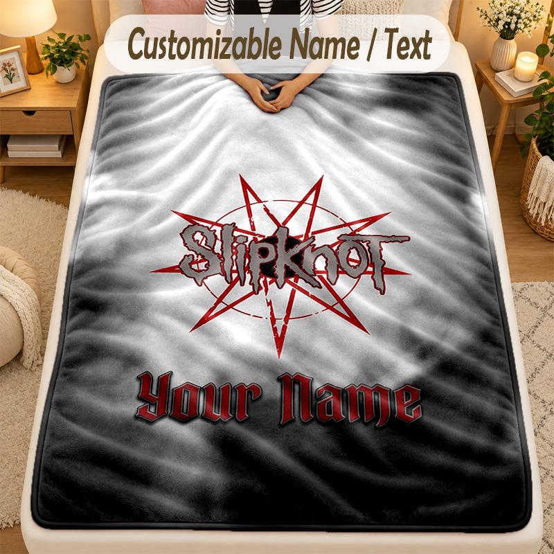 Flannel BlanketSlipknot Custom Name Text Personalized Soft Warm Throw Blanket Home Decor Gift