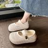 Beach seaside single shoes summer new European women's shoes pu leather sandals woven hollow breathable Velcro casual shoes tide