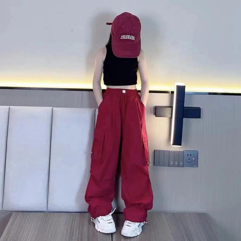 Girls Cargo Pants Summer Children Loose Workwear Trousers Kids Lightweight Spring Autumn Sweatpants Teenager Casual Clothing