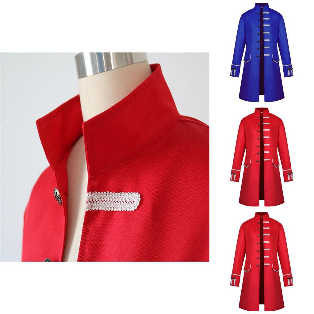 Men Renaissance Medieval Steampunk Jacket Gothic Retro Uniform Windbreaker Coat