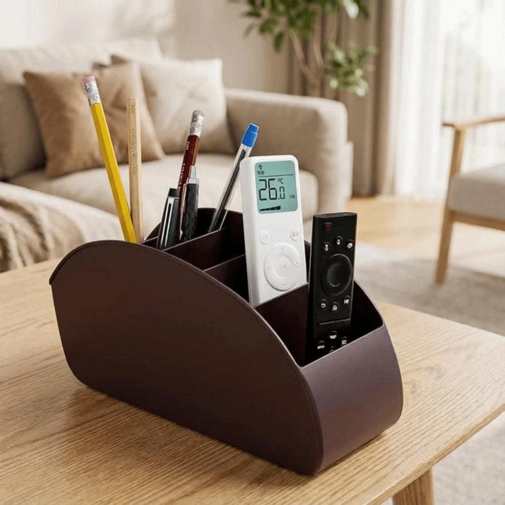 Solid Color Remote Control Holder Multifunctional Makeup Brush Storage Bucket Tabletop