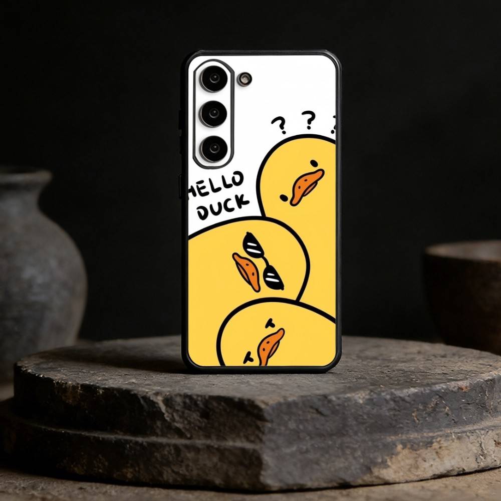 Yellow Duck Cute Phone Case For Samsung Galaxy A91,80,73,72 ,71,53,52,32 ,31,22,21s,20,Soft Black Case