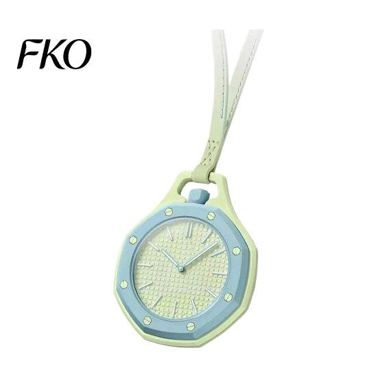 Orologio da tasca meccanico Ottagonale colorato, Analogico al quarzo Cassa scheletrata Collana con cinturino in ecopelle per uomo donna Scacchiera