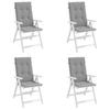 Garden Chair Cushions for High Back Chairs 4 Pcs Gray 120 X 50 X 3 Cm Fabric