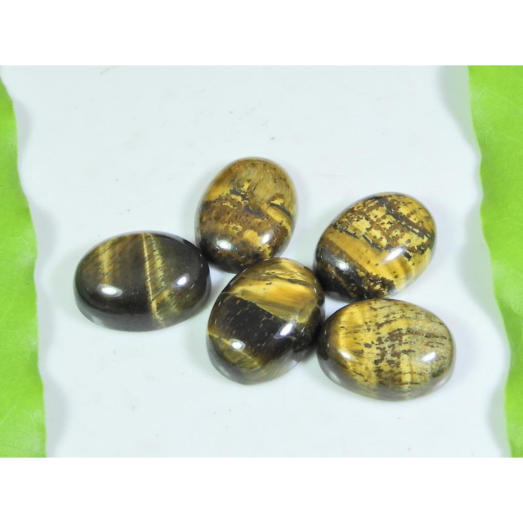 12X16MM Natural Tiger Eye Oval Cabochon Loose Gemstone 5Pcs Lot 47Cts. A-519