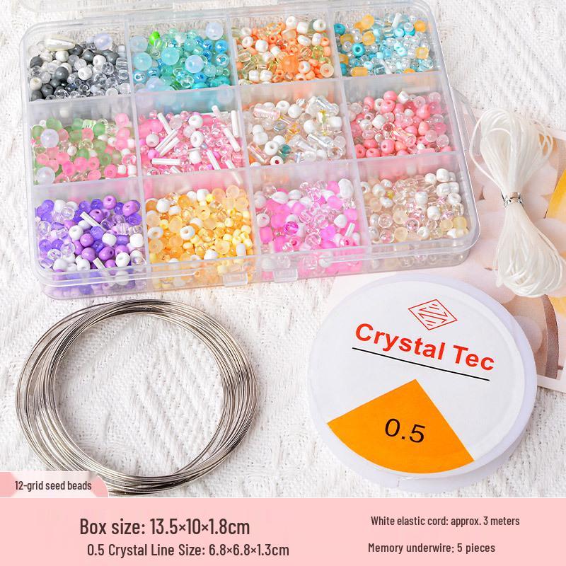 24-Compartment Mixed Color Rice Bead Gift Box for DIY Jewelry: Glass Beads for Bracelets & Necklaces